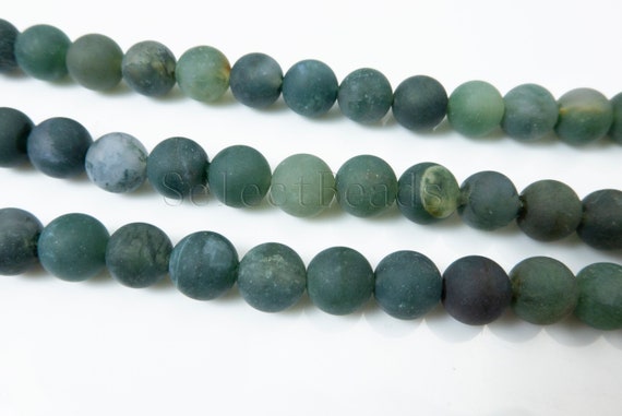 Matte Moss Agate Beads - Green Moss Agate Gemstone Beads - Natural Gemstones  - Natural Jewelry Stones - 4-12mm Round Beads - 15inch