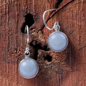 Shop Angelite Earrings! Natural Angelite Earring, 925 Solid Silver Earring,Dangle Angelite ,Boho Angelite Earring, Round Stone Earring,Women Earring,Gift Ideas | Natural genuine Angelite earrings. Buy crystal jewelry, handmade handcrafted artisan jewelry for women.  Unique handmade gift ideas. #jewelry #beadedearrings #beadedjewelry #gift #shopping #handmadejewelry #fashion #style #product #earrings #affiliate #ad