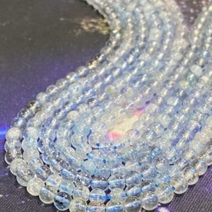 Shop Aquamarine Round Beads! Natural Blue Round Aquamarine beads / 4mm approx/ Soft Clear Blue Gemstone Beads amazing clarity! | Natural genuine round Aquamarine beads for beading and jewelry making.  #jewelry #beads #beadedjewelry #diyjewelry #jewelrymaking #beadstore #beading #affiliate #ad