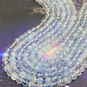 Natural Blue Round Aquamarine beads / 4mm approx/ Soft Clear Blue Gemstone Beads amazing clarity!