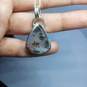 Shop Dendritic Agate Jewelry! Natural Dendritic Agate Necklace,Dendritic pendant,925 Sterling Silver opal pendant,RARE HONEY Dendritic Pendant,Valentine's day gift her | Natural genuine Dendritic Agate jewelry. Buy crystal jewelry, handmade handcrafted artisan jewelry for women.  Unique handmade gift ideas. #jewelry #beadedjewelry #beadedjewelry #gift #shopping #handmadejewelry #fashion #style #product #jewelry #affiliate #ad