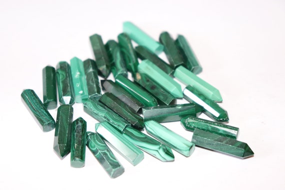 Natural Malachite Faceted Gemstone, Aaa Quality Malachite Pencil Shape, Green Malachite Loose Gemstone, Genuine Malachite For Jewelry Making