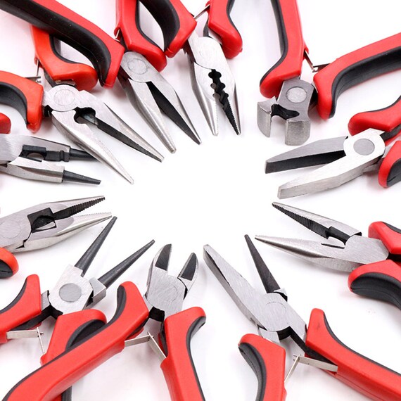 Needle Nose Pliers For Jewelry Making, Round Nose Pliers, Flat Nose Pliers, Wire Cutters, Beading Suppliers Hand Tool Red 12.5cm/ 1pcs