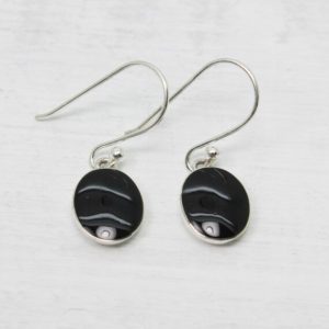 Shop Obsidian Earrings! Black Obsidian oval shape earrings drop style natural stone set on 950 sterling silver amazing quality jewelry beautiful coral colour | Natural genuine Obsidian earrings. Buy crystal jewelry, handmade handcrafted artisan jewelry for women.  Unique handmade gift ideas. #jewelry #beadedearrings #beadedjewelry #gift #shopping #handmadejewelry #fashion #style #product #earrings #affiliate #ad