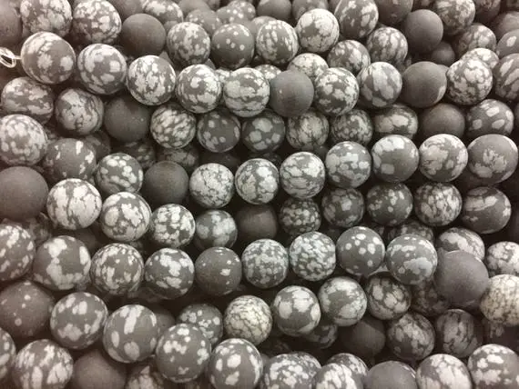 Matte Snow Flake Obsidian Beads - Grey And Black Beads - Jewellery Making Beads - Beads And Jewelry Supplies-bead Supplies Wholesale -15inch