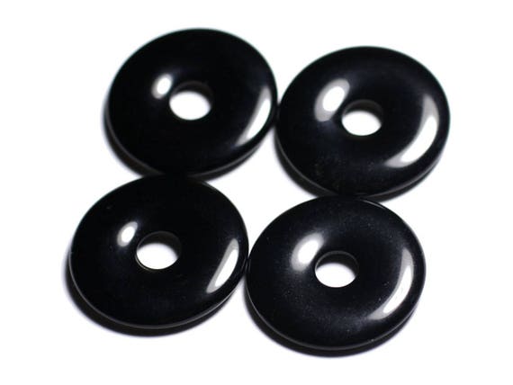1pc - Perle Pendentif Pierre - Rond Cercle Anneau Donut Pi 30mm - Obsidienne Noire - 4558550091772