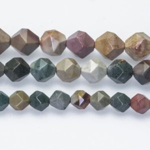 Shop Ocean Jasper Faceted Beads! faceted ocean jasper star but beads – rainbow color gemstone faceted beads – 6mm 8mm 10mm diamond beads – natural stone beads -15inch | Natural genuine faceted Ocean Jasper beads for beading and jewelry making.  #jewelry #beads #beadedjewelry #diyjewelry #jewelrymaking #beadstore #beading #affiliate #ad
