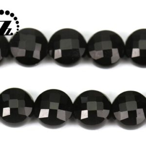 Shop Onyx Faceted Beads! Black Onyx Faceted Coin Discs beads,natural smooth round beads,diy beads,gemstone beads,6mm,15" full strand | Natural genuine faceted Onyx beads for beading and jewelry making.  #jewelry #beads #beadedjewelry #diyjewelry #jewelrymaking #beadstore #beading #affiliate #ad