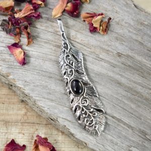 Shop Onyx Pendants! Onyx Accented Feather Pendant  // Feather Jewelry // Sterling Silver // Village Silversmith | Natural genuine Onyx pendants. Buy crystal jewelry, handmade handcrafted artisan jewelry for women.  Unique handmade gift ideas. #jewelry #beadedpendants #beadedjewelry #gift #shopping #handmadejewelry #fashion #style #product #pendants #affiliate #ad