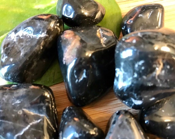 Tumbled Black Onyx Stones Set With Gift Bag And Note