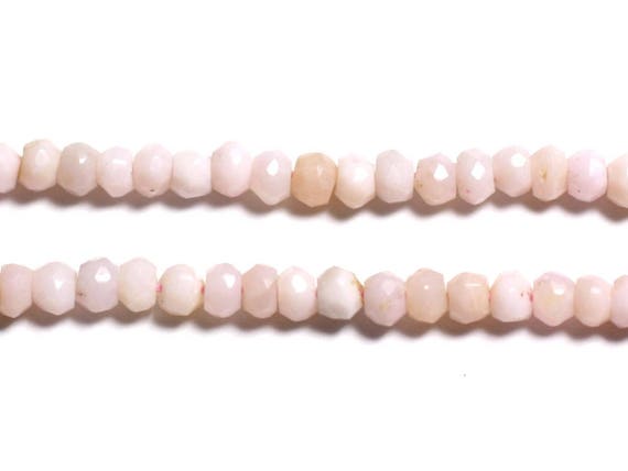 10pc - Perles Pierre - Opale Rose Rondelles Facettées 3-4mm Rose Clair Poudre Pastel - 4558550090294