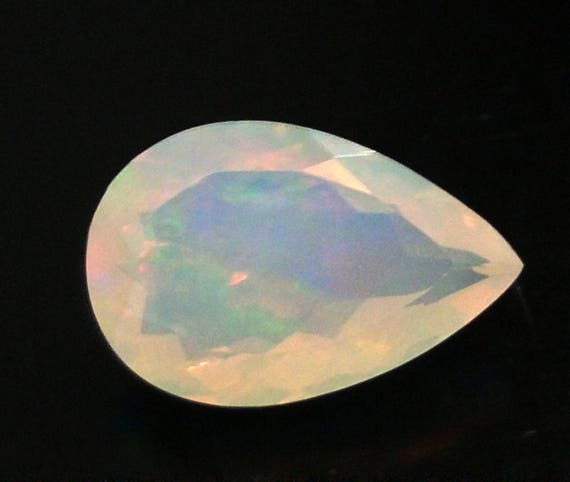 10x15.5mm Huge Ethiopian Opal, Pear Faceted Opal, Fancy Cut Stone For Ring, Faceted Cabochon, Fire Opal, Opal For Jewelry, 3.97 Cts - Ks3767