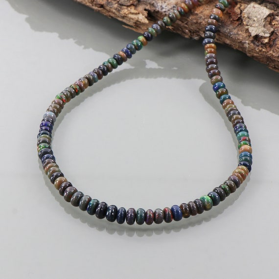 Black Ethiopian Opal Necklace, Delicate Opal Beaded Jewelry For A Touch Of Elegance, Rainbow Opal Gemstone Necklace, Perfect Bridesmaid Gift