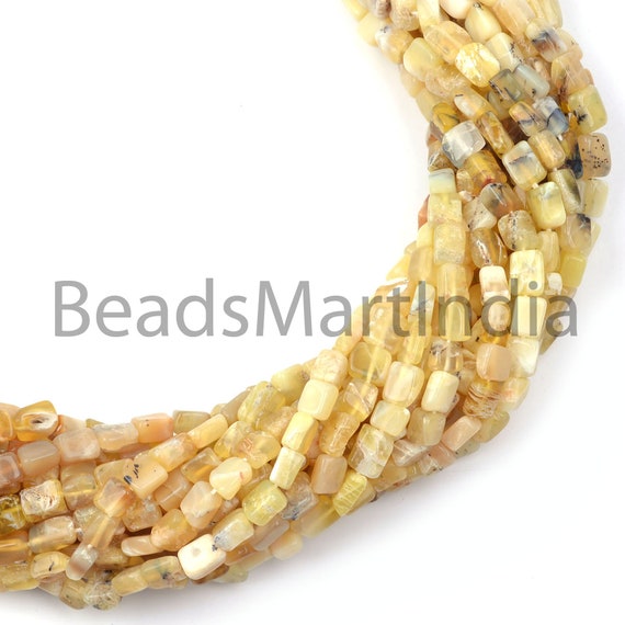Yellow Opal Square Beads, Yellow Opal Plain Long Square Brick Shape Beads, Opal Smooth Beads, Yellow Opal Plain Beads,yellow Opal Beads