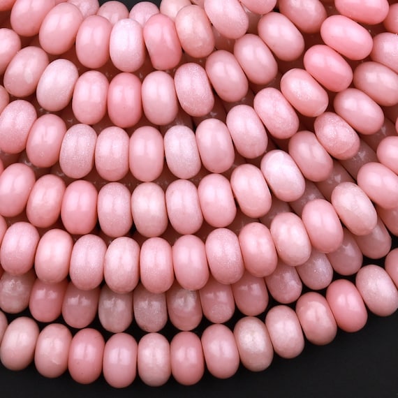 Natural Pink Opal 4mm 6mm 8mm Smooth Rondelle Beads 15.5" Strand