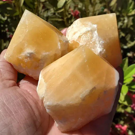 Orange Calcite Polished Point - Polished Top - Orange Calcite Rough Point  - Orange Calcite - Orange Calcite Stones - Calcite Crystal