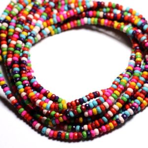Shop Pearl Faceted Beads! Wire 39cm 158pc approx – Pearls of Turquoise Stone Synthesis Faceted Washers 4x2mm Multicolor | Natural genuine faceted Pearl beads for beading and jewelry making.  #jewelry #beads #beadedjewelry #diyjewelry #jewelrymaking #beadstore #beading #affiliate #ad