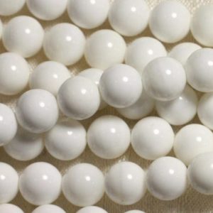 Shop Pearl Bead Shapes! Fil 39cm 93pc environ – Perles Coquillage Nacre Boules 4mm blanc opaque | Natural genuine other-shape Pearl beads for beading and jewelry making.  #jewelry #beads #beadedjewelry #diyjewelry #jewelrymaking #beadstore #beading #affiliate #ad