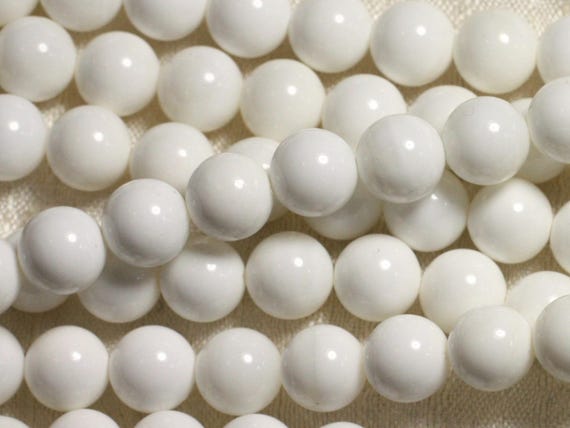 Fil 39cm 93pc Environ - Perles Coquillage Nacre Boules 4mm Blanc Opaque