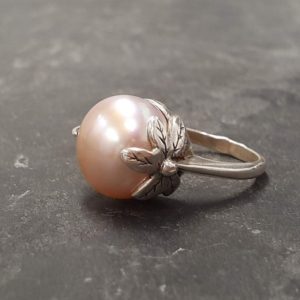 Shop Pearl Jewelry! Pearl Ring, Natural Pearl Ring, Beige Pearl Ring, White Pearl, Vintage Ring, June Birthstone, Silver Ring, Bridal Ring, 925 Sterling Silver | Natural genuine Pearl jewelry. Buy handcrafted artisan wedding jewelry.  Unique handmade bridal jewelry gift ideas. #jewelry #beadedjewelry #gift #crystaljewelry #shopping #handmadejewelry #wedding #bridal #jewelry #affiliate #ad