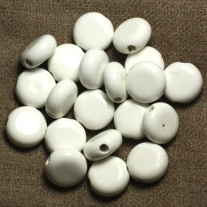 Shop Pearl Round Beads! 50pc – Perles Porcelaine Céramique Ronds Palets 15mm Blanc | Natural genuine round Pearl beads for beading and jewelry making.  #jewelry #beads #beadedjewelry #diyjewelry #jewelrymaking #beadstore #beading #affiliate #ad