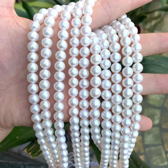 Aaaa 7~8mm Polish White Round Pearl Beads,wedding Pearl,natural Round Freshwater Pearl Beads,loose Pearl Beads,seed Pearl Strand Beads,