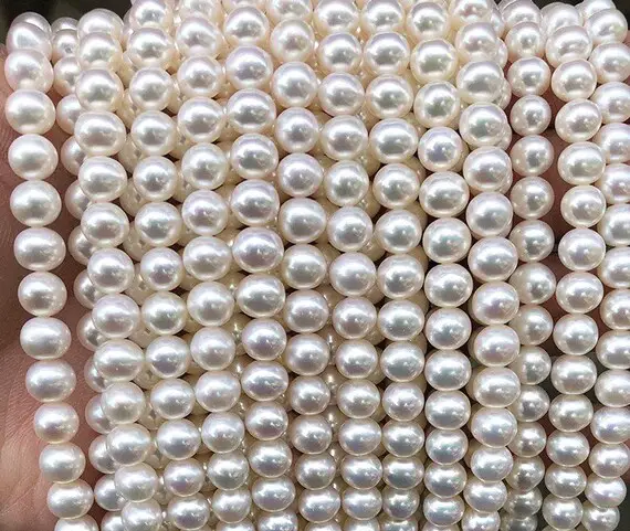 Natural Aaaaaaa White Freshwater Pearls Smooth And Round Beads,natural Pearls Beads,one Strand 15"