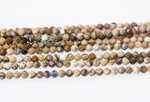 Small Picture Jasper Beads - Tiny Faceted Jasper Beads - Natural Gemstone Small Beads - 2mm 3mm 4mm Faceted Beads - 15 In Strand
