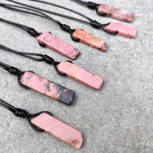 Shop Rhodonite Necklaces! Rhodonite Necklace for Women, Crystal Bar Necklace, Black and Pink Stone Jewelry, Teen Girl Gifts Ideas for Birthday, Point Crystal Pendant | Natural genuine Rhodonite necklaces. Buy crystal jewelry, handmade handcrafted artisan jewelry for women.  Unique handmade gift ideas. #jewelry #beadednecklaces #beadedjewelry #gift #shopping #handmadejewelry #fashion #style #product #necklaces #affiliate #ad