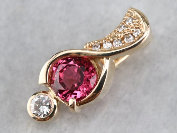 Pink Sapphire And Diamond Pendant, Yellow Gold Pendant, Nu832et3