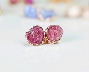 Raw Tourmaline earrings, Pink Tourmaline stud earrings, October birthstone earrings, Pink Tourmaline earrings, Birthday Gift, Boho earrings | Natural genuine Pink Tourmaline earrings. Buy crystal jewelry, handmade handcrafted artisan jewelry for women.  Unique handmade gift ideas. #jewelry #beadedearrings #beadedjewelry #gift #shopping #handmadejewelry #fashion #style #product #earrings #affiliate #ad