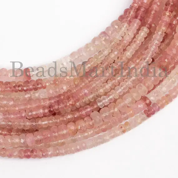 Shaded Afghani Pink Tourmaline Beads, 4.5-5.5 Mm Tourmaline Faceted Rondelle Beads, Tourmaline Beads, Tourmaline Faceted Beads, Tourmaline