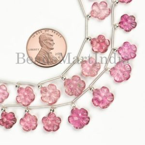 Pink Tourmaline Flower Carving Beads, Pink Tourmaline Beads, Pink Tourmaline Fancy Beads, Flower carving Beads, Tourmaline Carving Beads | Natural genuine other-shape Gemstone beads for beading and jewelry making.  #jewelry #beads #beadedjewelry #diyjewelry #jewelrymaking #beadstore #beading #affiliate #ad