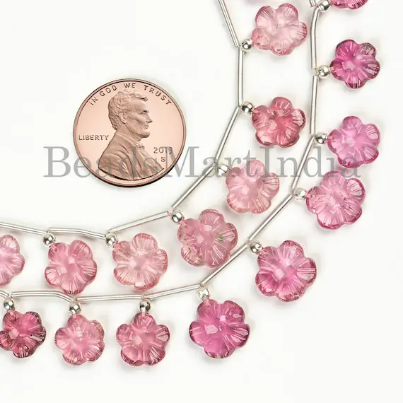 Pink Tourmaline Flower Carving Beads, Pink Tourmaline Beads, Pink Tourmaline Fancy Beads, Flower Carving Beads, Tourmaline Carving Beads