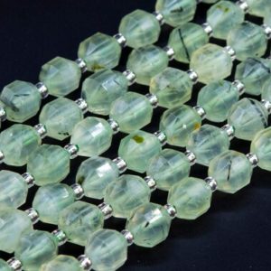 Shop Prehnite Faceted Beads! Genuine Natural Epidote In Prehnite Loose Beads Faceted Bicone Barrel Drum Shape 8x7mm | Natural genuine faceted Prehnite beads for beading and jewelry making.  #jewelry #beads #beadedjewelry #diyjewelry #jewelrymaking #beadstore #beading #affiliate #ad