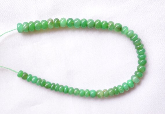 Natural Prehnite Plain Rondelle Beads, Green Prehnite Gemstone Beads, Loose Semi Precious Gemstone Bead, 4.5mm To 6mm, 6.5 Inch Strand
