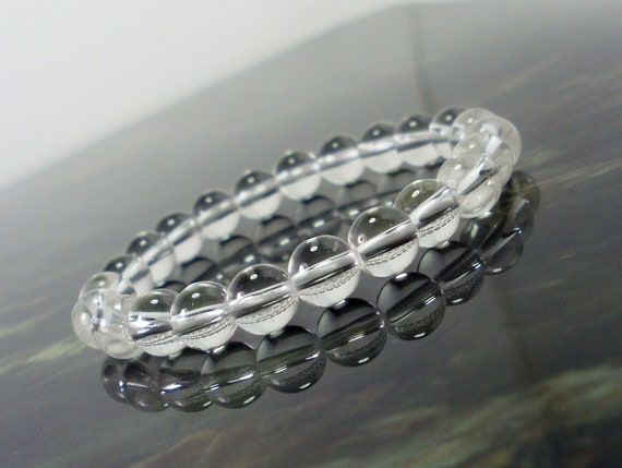 Clear Quartz Bracelet 8mm, Rock Crystal Bracelet, Natural Gemstone Bracelet, Handmade Beaded Bracelet, Unisex Women Men Bracelet +gift Bag