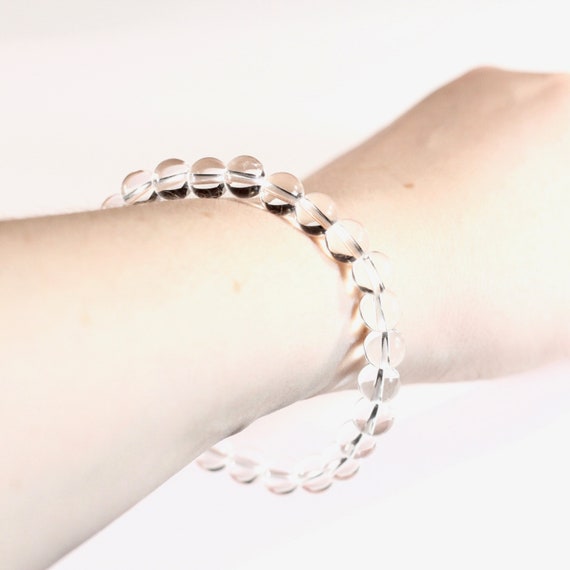 Natural Clear Quartz Stretchy Bracelet // Elastic Bracelets // Stone Jewelry // Village Silversmith
