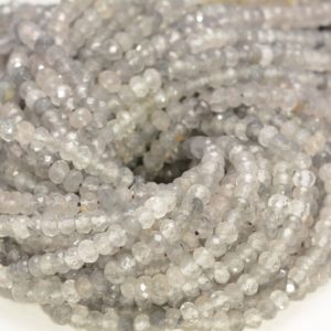 Shop Quartz Crystal Faceted Beads! 5x3MM Gray Mos Crystal Quartz Gemstone Grade AAA Faceted Rondelle Beads 15.5 inch Full Strand BULK LOT 1,2,6 and 12(80009968-A202) | Natural genuine faceted Quartz beads for beading and jewelry making.  #jewelry #beads #beadedjewelry #diyjewelry #jewelrymaking #beadstore #beading #affiliate #ad