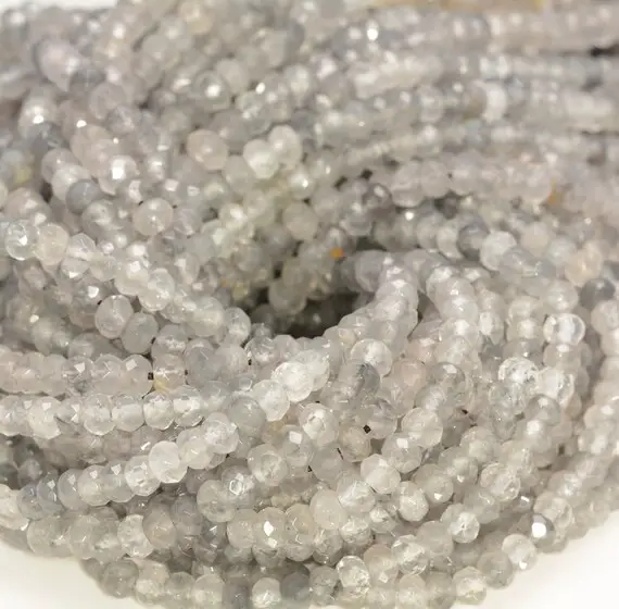 5x3mm Gray Mos Crystal Quartz Gemstone Grade Aaa Faceted Rondelle Beads 15.5 Inch Full Strand Bulk Lot 1,2,6 And 12(80009968-a202)