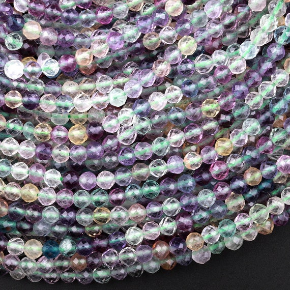Aaa Sparkling Natural Rainbow Fluorite Faceted 3mm 4mm 5mm Round Beads Purple Green Gemstone 15.5" Strand Aaa Sparkling Natural Rainbow Fluorite Faceted 3mm 4mm 5mm Round Beads Purple Green Gemstone 15.5" Strand