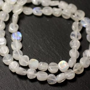 10pc – stone beads – white Rainbow Moonstone 5-6mm – 8741140011885 pucks sky | Natural genuine other-shape Rainbow Moonstone beads for beading and jewelry making.  #jewelry #beads #beadedjewelry #diyjewelry #jewelrymaking #beadstore #beading #affiliate #ad