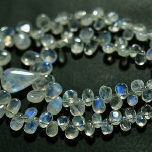 Shop Rainbow Moonstone Bead Shapes! Natural Rainbow Moonstone Beads 4x6mm to 6x10mm Smooth Pear Briolettes Gemstone Beads Blue Fire Moonstone Pear – 7 Inches Strand No3821 | Natural genuine other-shape Rainbow Moonstone beads for beading and jewelry making.  #jewelry #beads #beadedjewelry #diyjewelry #jewelrymaking #beadstore #beading #affiliate #ad