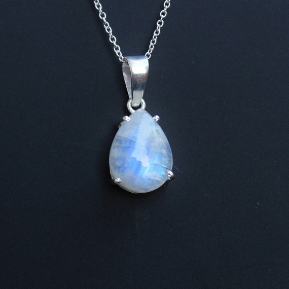 Rainbow Moonstone Sterling Silver Pendant, Blue Flash Natural Moonstone Jewelry, Gift For Her, Thanksgiving Gift Idea, Christmas Jewelry