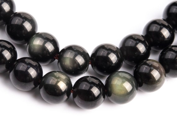 Genuine Natural Obsidian Gemstone Beads 6mm Rainbow Round A Quality Loose Beads (100714)