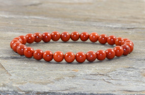 6mm Red Jasper Stacking Bracelet, Aa Grade, Healing Crystals, Wrist Mala Beads, Protection - Love & Passion - Strength-sacral Chakra Support