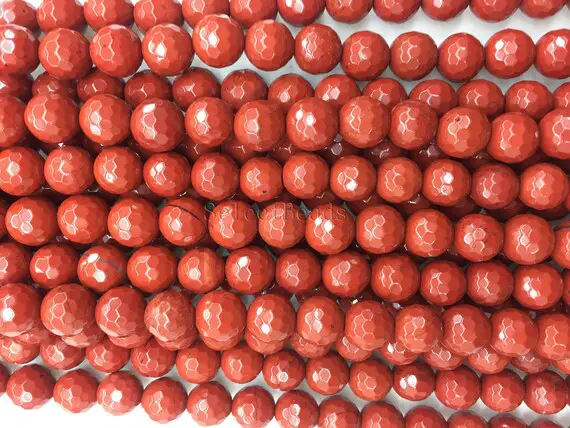 Faceted Red Jasper Beads - Jasper Stone Beads - Natural Gemstone Beads - Wholesale Beads  - Red Beads - Round Beads  - 4-20mm - 15 Inch