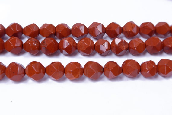 Red Jasper Star Cut Beads - Natural Red Gemstone - Faceted Star Beads - 8mm Diamond Beads - Jewelry Making Supplies - 15inch