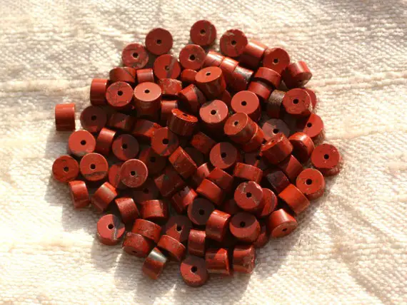 20pc - Perles De Pierre - Jaspe Rouge Rondelles Heishi 4x2mm - 4558550015655