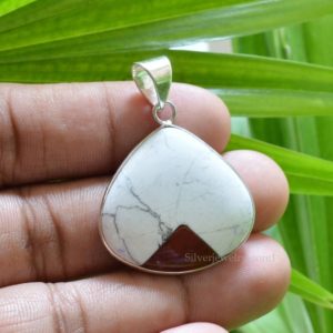 Shop Red Jasper Pendants! White Howlite Pendant, 925 Sterling Silver Pendant, Red Jasper Gemstone Pendant, Bezel Pendant, Silver Pendant, Gemstone Jewelry Pendant | Natural genuine Red Jasper pendants. Buy crystal jewelry, handmade handcrafted artisan jewelry for women.  Unique handmade gift ideas. #jewelry #beadedpendants #beadedjewelry #gift #shopping #handmadejewelry #fashion #style #product #pendants #affiliate #ad